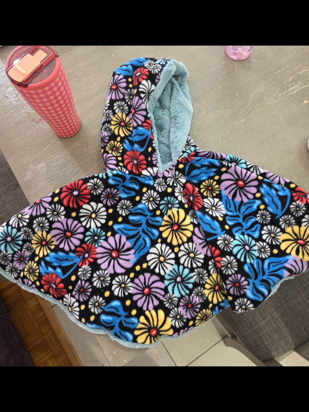 Toddler Floral Hooded Cozy Poncho - Multicolor
